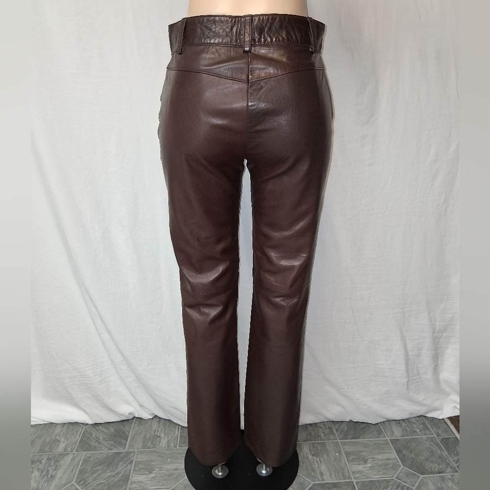 Banana Republic Dark Brown Straight Leg Vegan Leather Pant  Size 6 - Picture 13 of 17